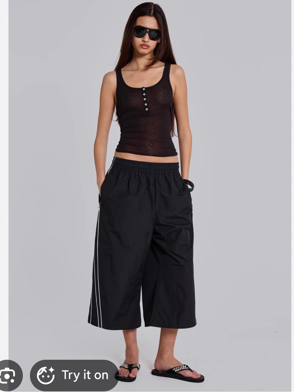 Jaded London Vapor 3/4 Shorts Black XXS NWT Drawstring Ripstop Track Pants Capri